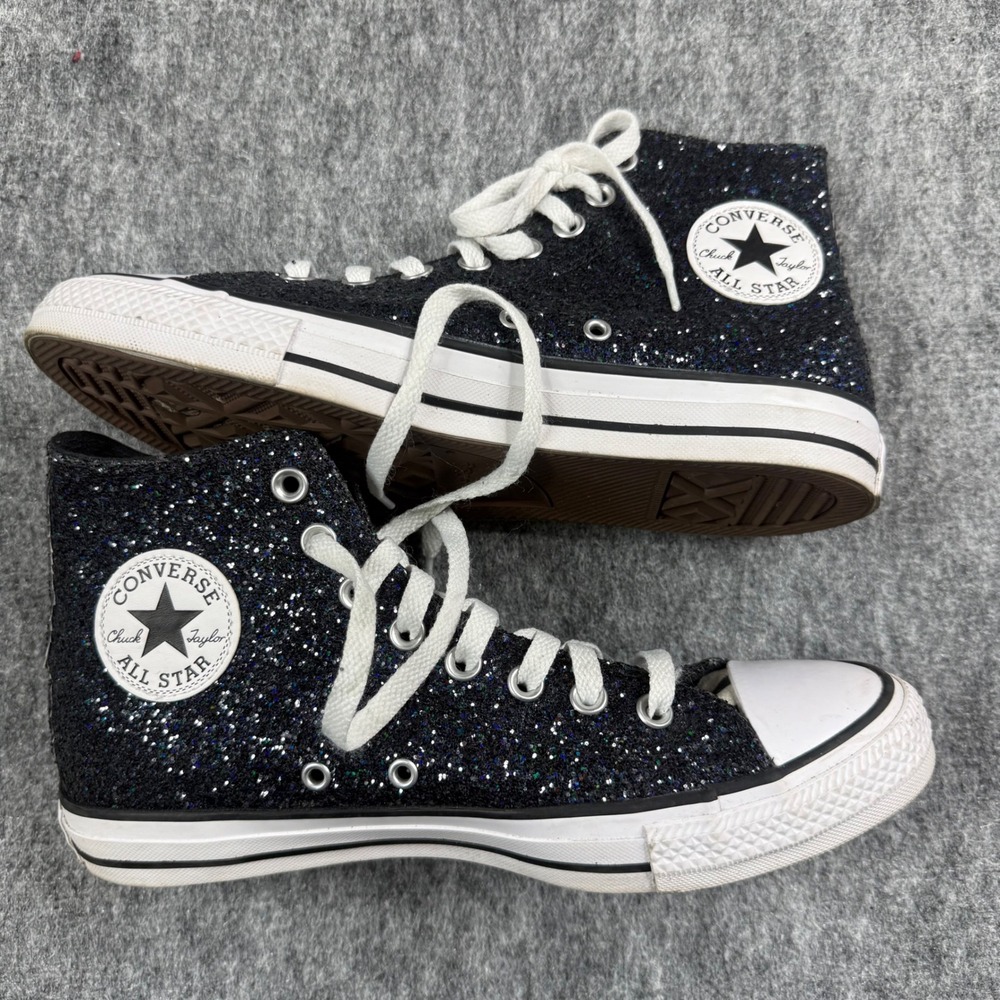 Converse Chuck Taylor All Star Womens 10 Black Glitter High Top Sneakers Sparkly